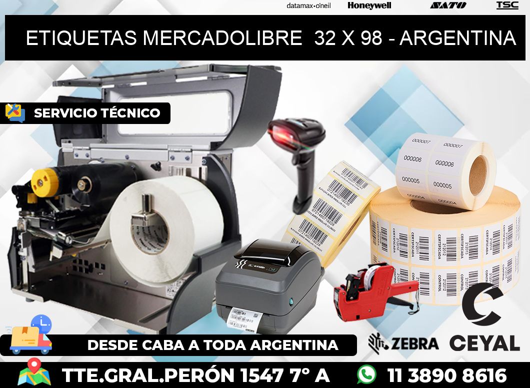 ETIQUETAS MERCADOLIBRE  32 x 98 - ARGENTINA
