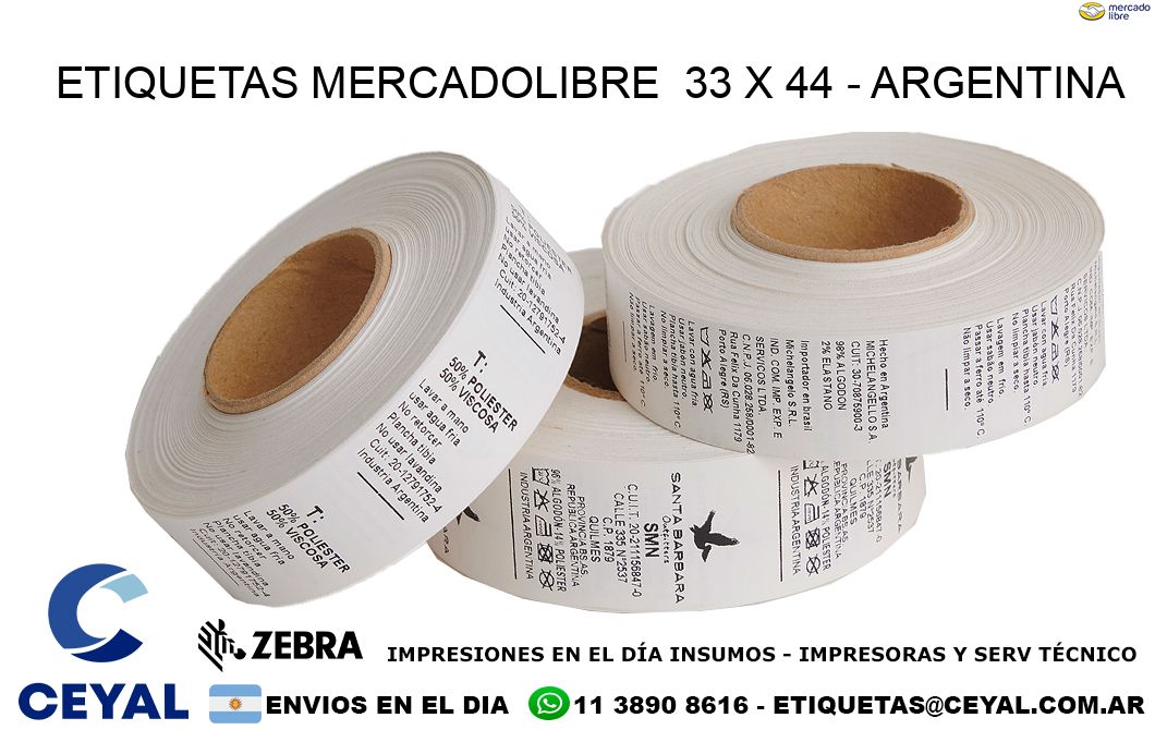 ETIQUETAS MERCADOLIBRE  33 x 44 - ARGENTINA