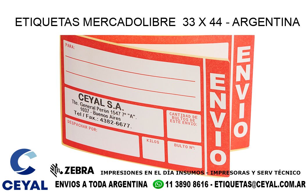 ETIQUETAS MERCADOLIBRE  33 x 44 - ARGENTINA