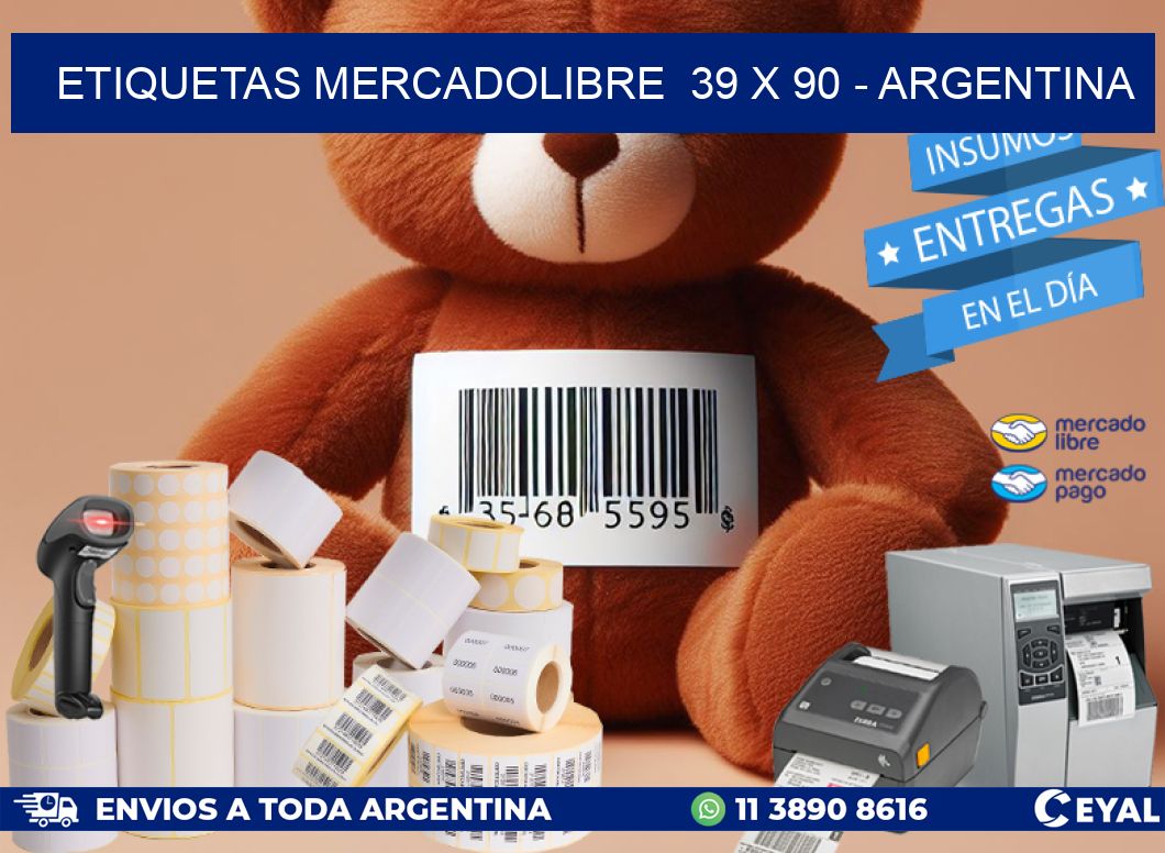 ETIQUETAS MERCADOLIBRE  39 x 90 - ARGENTINA