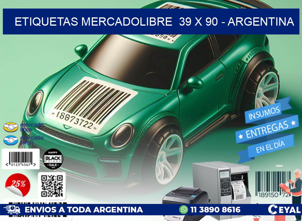 ETIQUETAS MERCADOLIBRE  39 x 90 - ARGENTINA