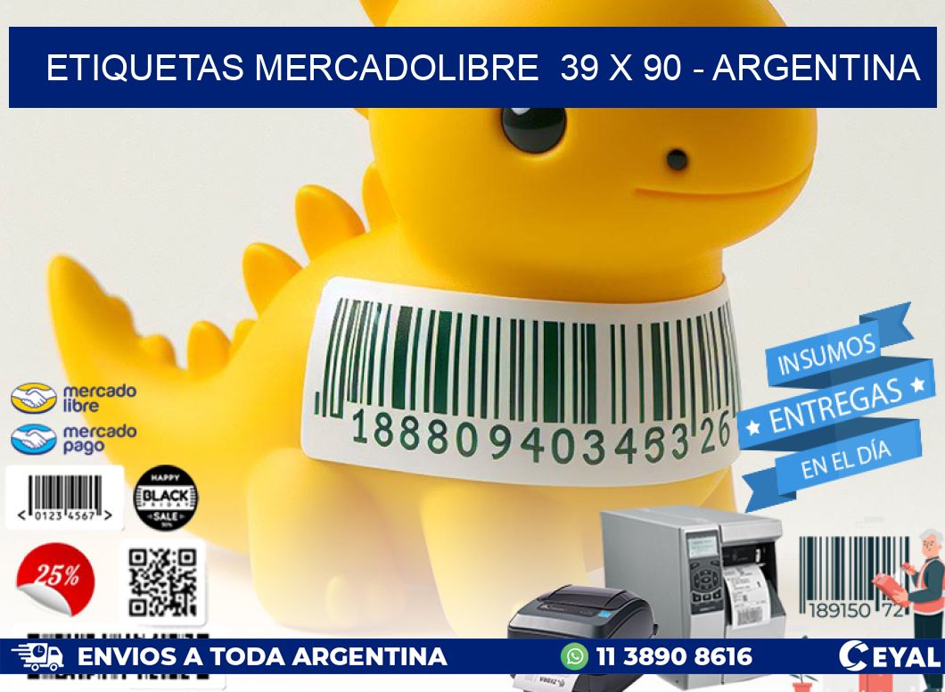ETIQUETAS MERCADOLIBRE  39 x 90 - ARGENTINA