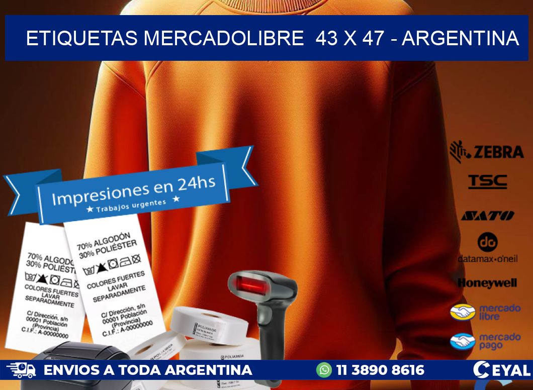 ETIQUETAS MERCADOLIBRE  43 x 47 - ARGENTINA