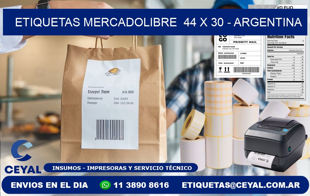ETIQUETAS MERCADOLIBRE  44 x 30 - ARGENTINA