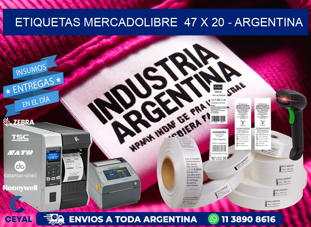 ETIQUETAS MERCADOLIBRE  47 x 20 - ARGENTINA