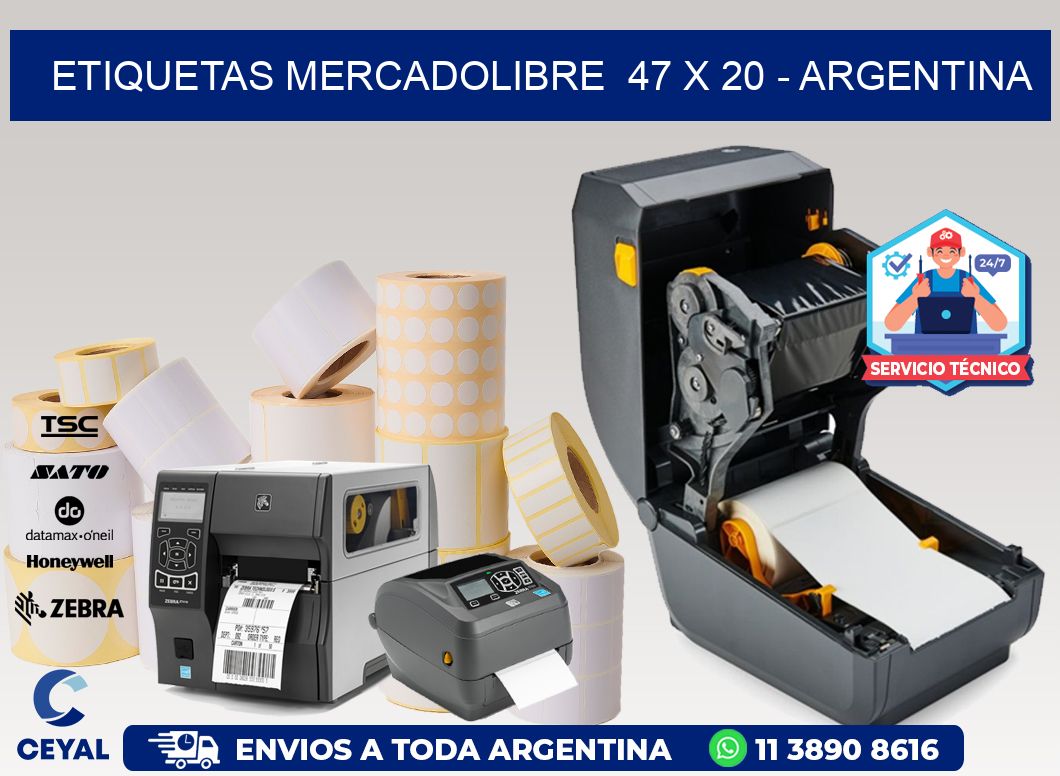 ETIQUETAS MERCADOLIBRE  47 x 20 - ARGENTINA