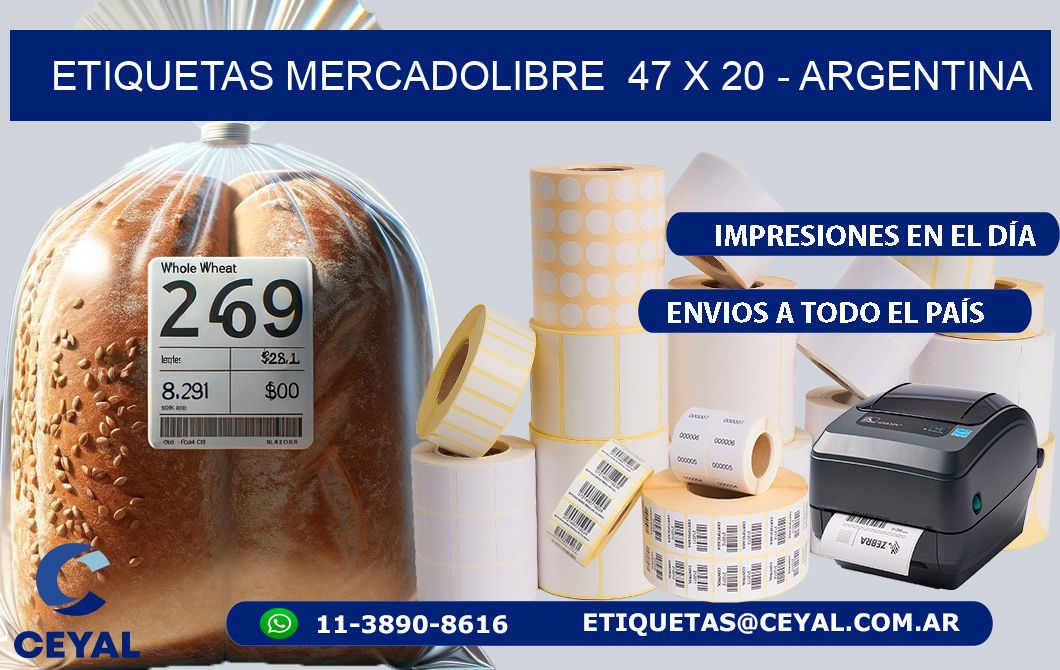 ETIQUETAS MERCADOLIBRE  47 x 20 - ARGENTINA