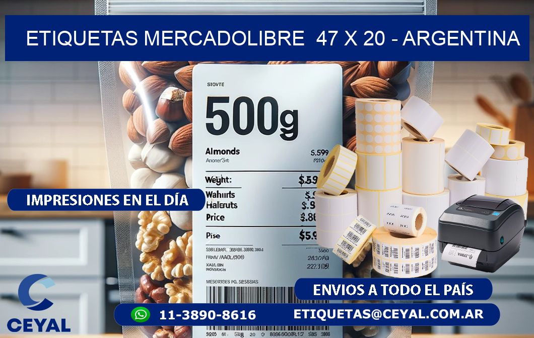 ETIQUETAS MERCADOLIBRE  47 x 20 - ARGENTINA