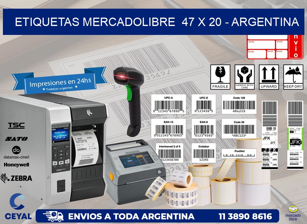 ETIQUETAS MERCADOLIBRE  47 x 20 – ARGENTINA