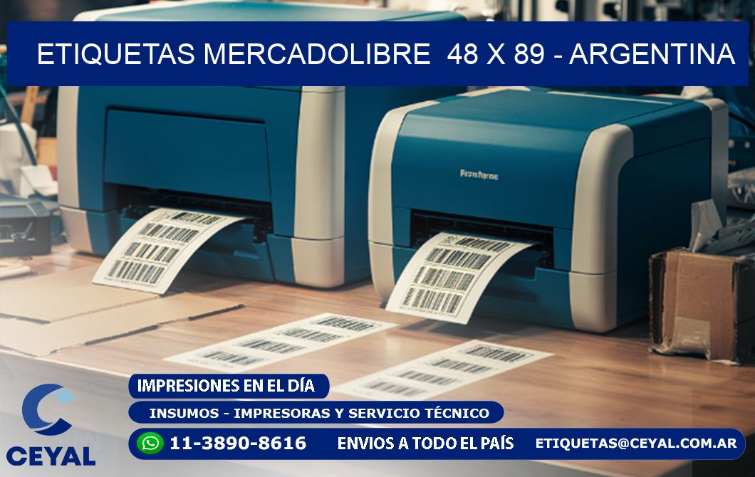 ETIQUETAS MERCADOLIBRE  48 x 89 - ARGENTINA