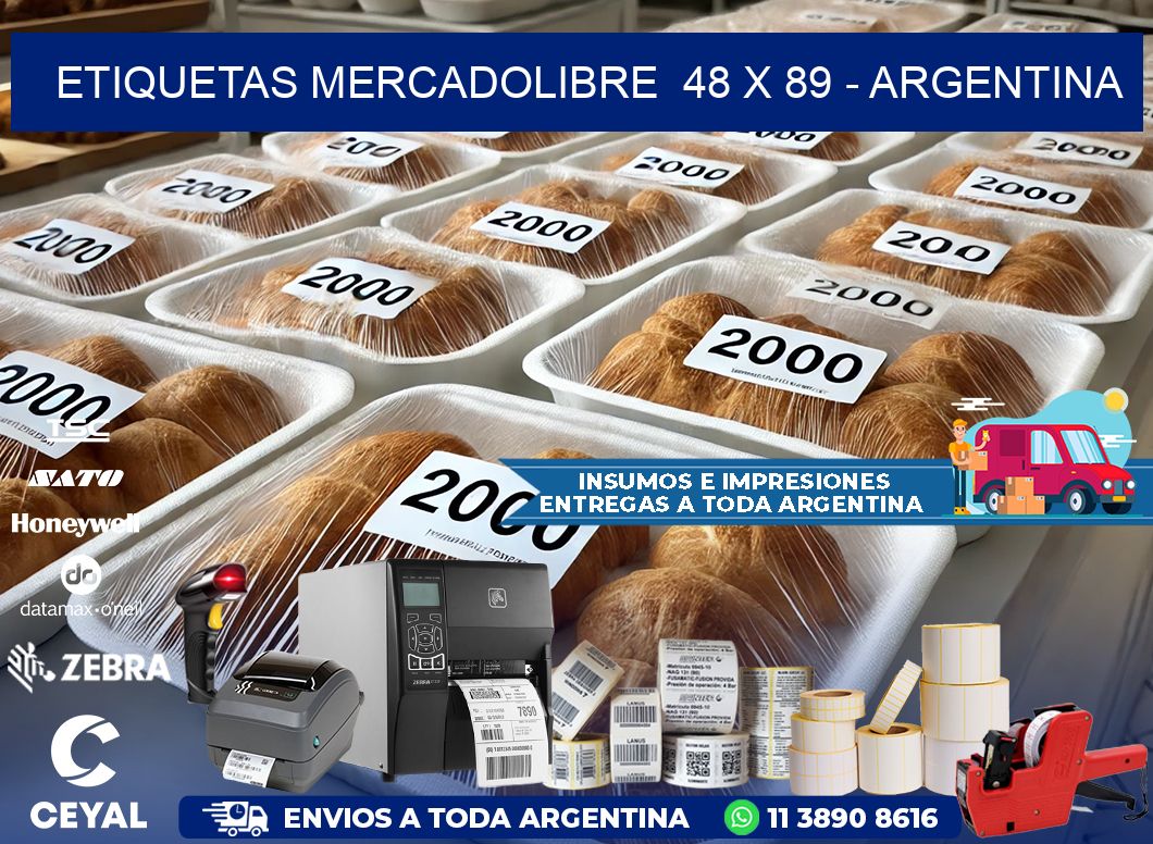 ETIQUETAS MERCADOLIBRE  48 x 89 - ARGENTINA