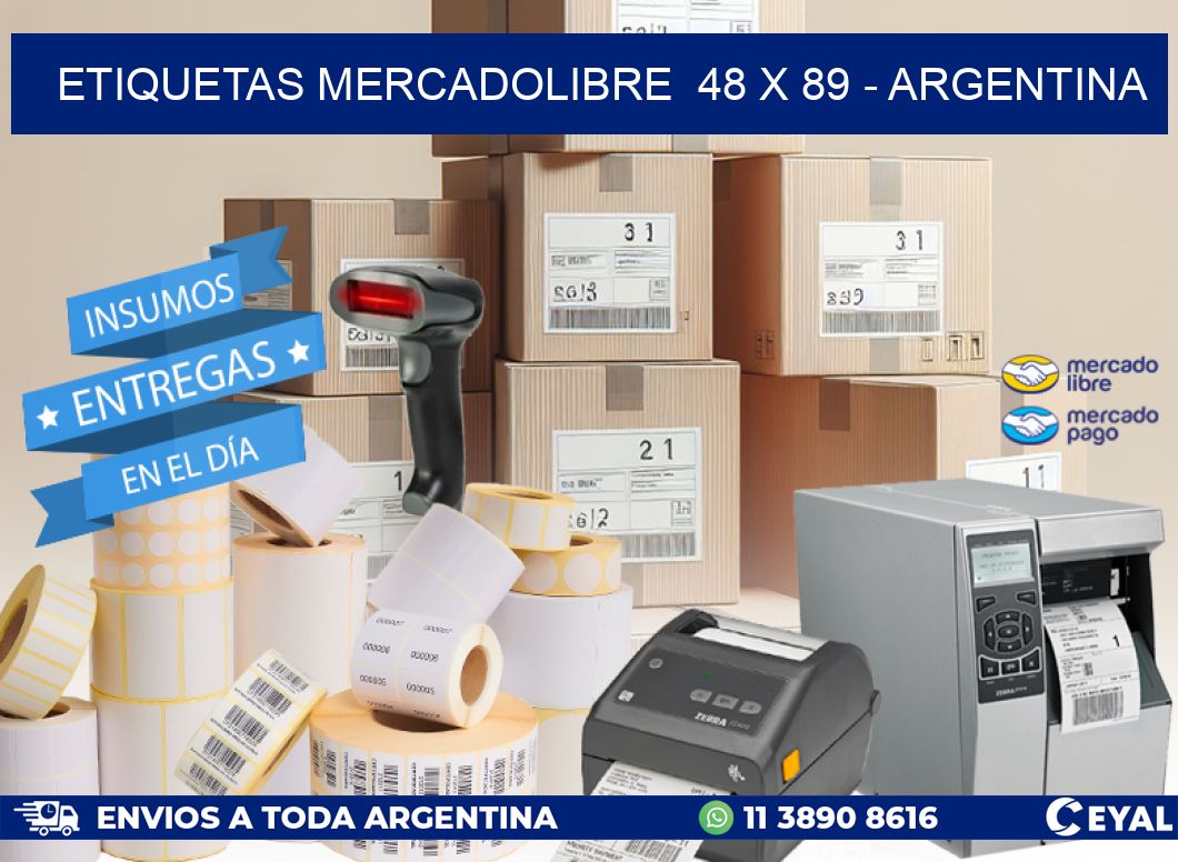 ETIQUETAS MERCADOLIBRE  48 x 89 - ARGENTINA