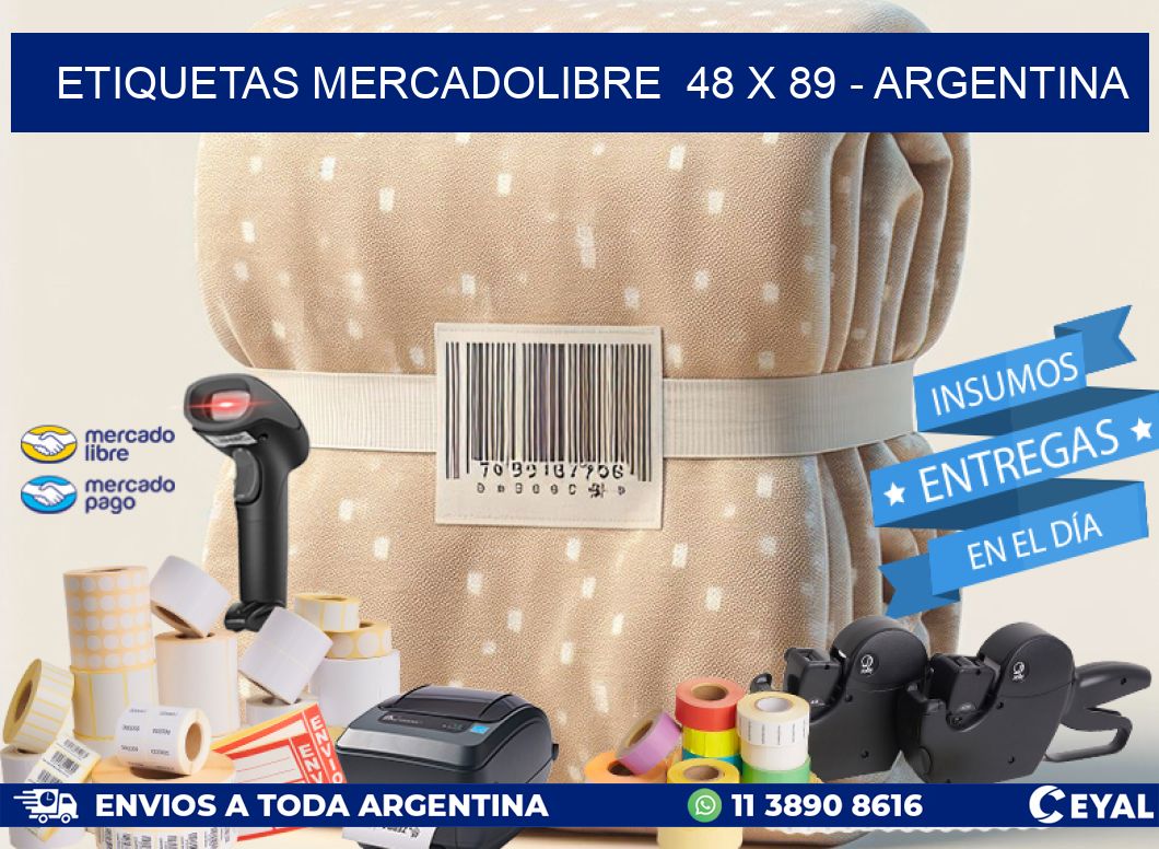 ETIQUETAS MERCADOLIBRE  48 x 89 - ARGENTINA