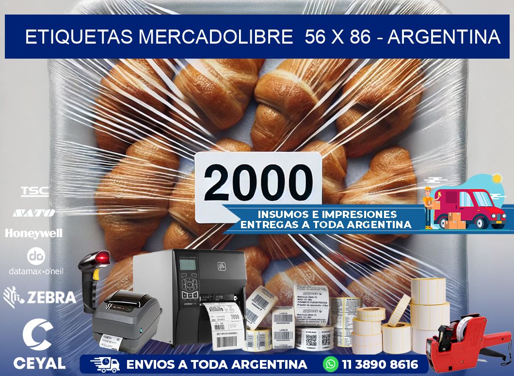 ETIQUETAS MERCADOLIBRE  56 x 86 - ARGENTINA