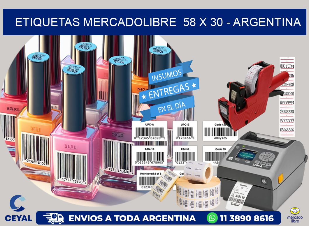 ETIQUETAS MERCADOLIBRE  58 x 30 - ARGENTINA