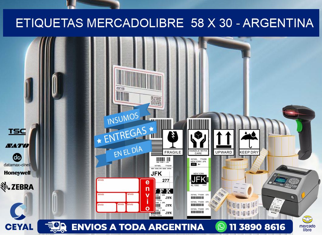 ETIQUETAS MERCADOLIBRE  58 x 30 - ARGENTINA
