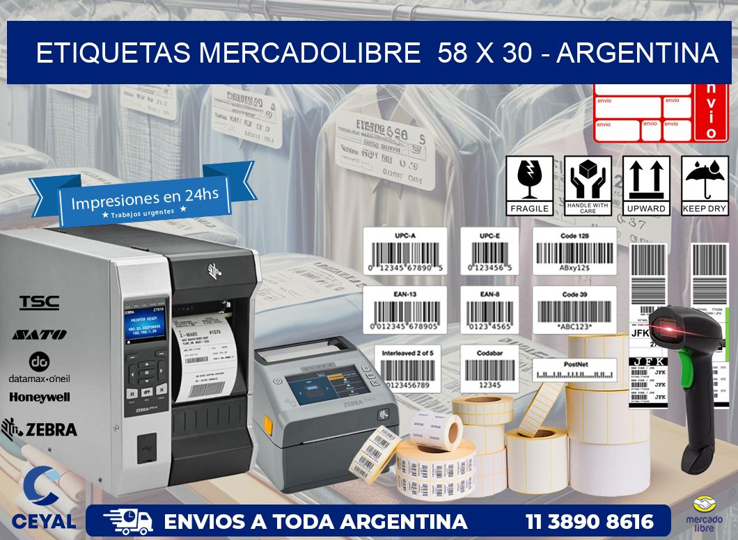 ETIQUETAS MERCADOLIBRE  58 x 30 - ARGENTINA