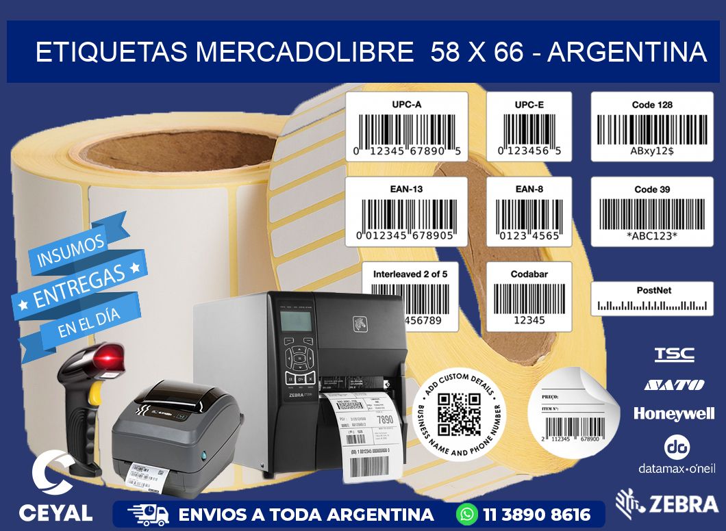 ETIQUETAS MERCADOLIBRE  58 x 66 - ARGENTINA