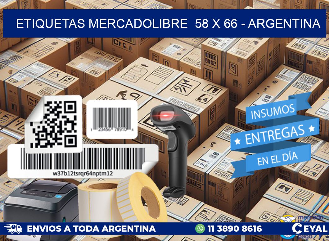 ETIQUETAS MERCADOLIBRE  58 x 66 - ARGENTINA