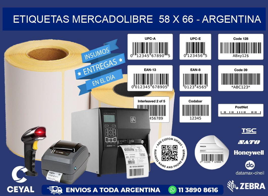 ETIQUETAS MERCADOLIBRE  58 x 66 - ARGENTINA