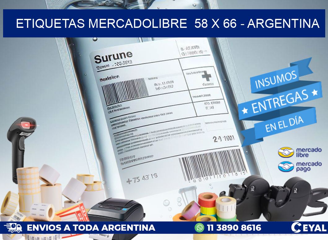 ETIQUETAS MERCADOLIBRE  58 x 66 - ARGENTINA