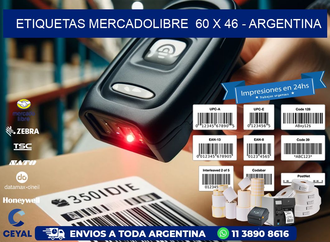 ETIQUETAS MERCADOLIBRE  60 x 46 - ARGENTINA