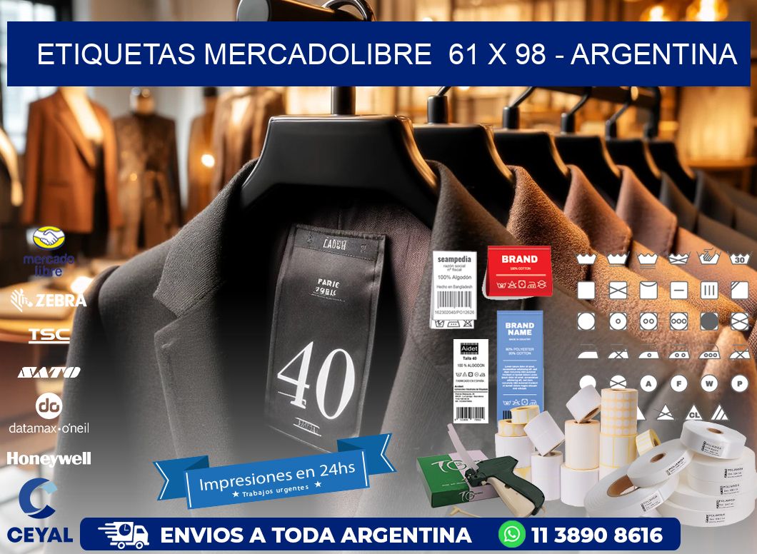 ETIQUETAS MERCADOLIBRE  61 x 98 - ARGENTINA