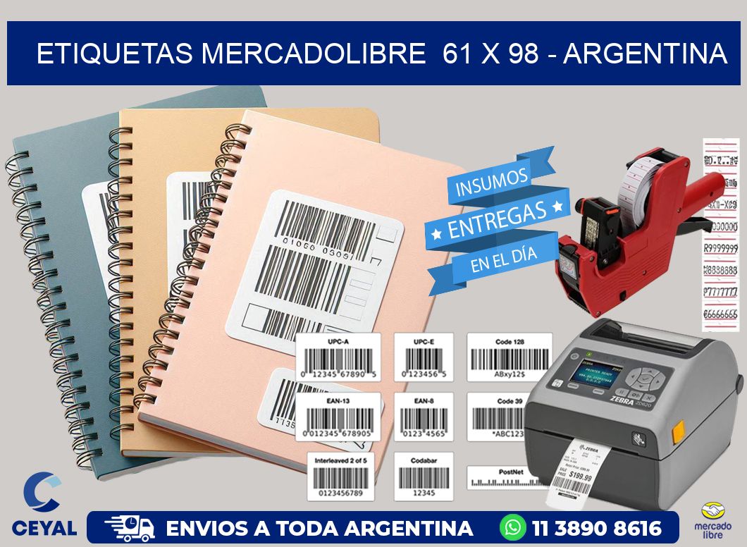 ETIQUETAS MERCADOLIBRE  61 x 98 - ARGENTINA