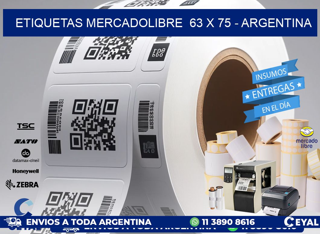 ETIQUETAS MERCADOLIBRE  63 x 75 - ARGENTINA