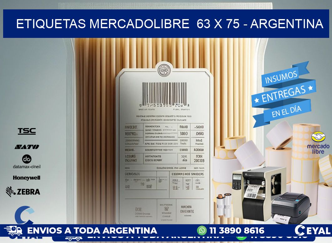 ETIQUETAS MERCADOLIBRE  63 x 75 - ARGENTINA