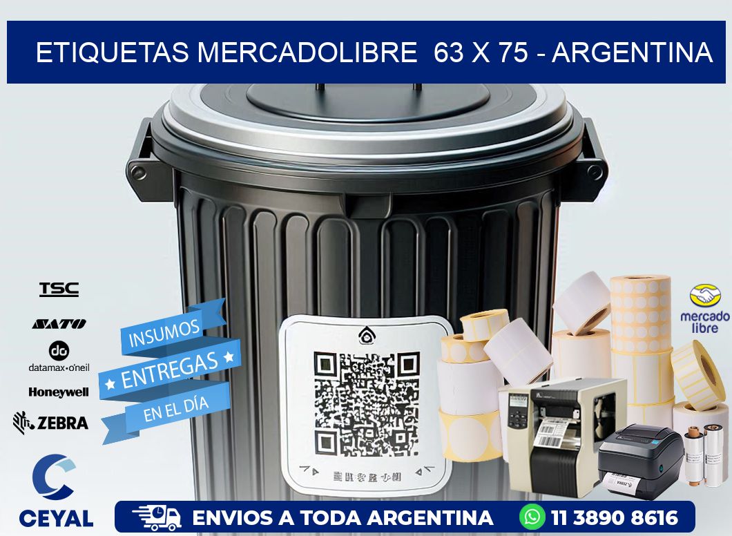 ETIQUETAS MERCADOLIBRE  63 x 75 - ARGENTINA