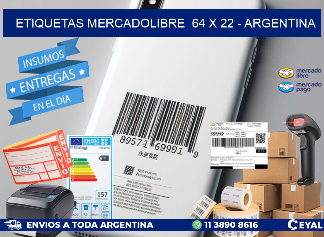 ETIQUETAS MERCADOLIBRE  64 x 22 - ARGENTINA