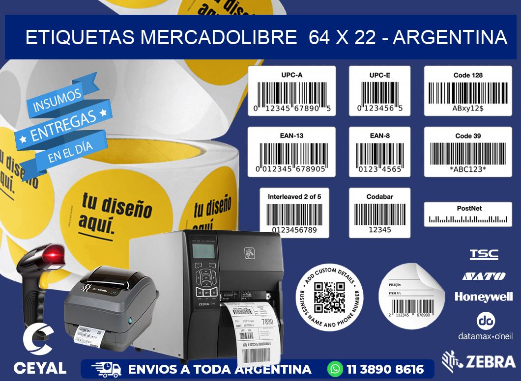 ETIQUETAS MERCADOLIBRE  64 x 22 - ARGENTINA