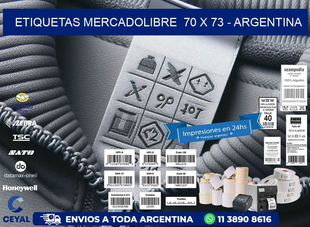 ETIQUETAS MERCADOLIBRE  70 x 73 - ARGENTINA