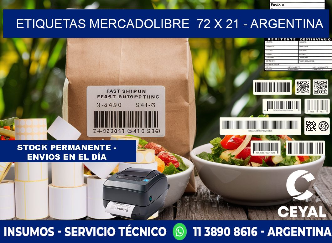 ETIQUETAS MERCADOLIBRE  72 x 21 - ARGENTINA