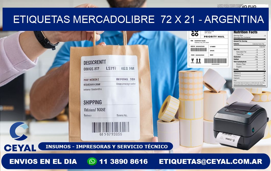 ETIQUETAS MERCADOLIBRE  72 x 21 - ARGENTINA