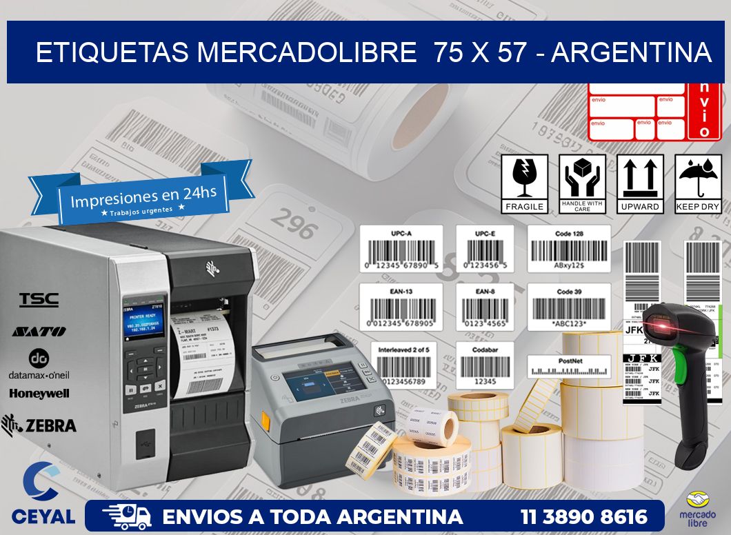 ETIQUETAS MERCADOLIBRE  75 x 57 - ARGENTINA