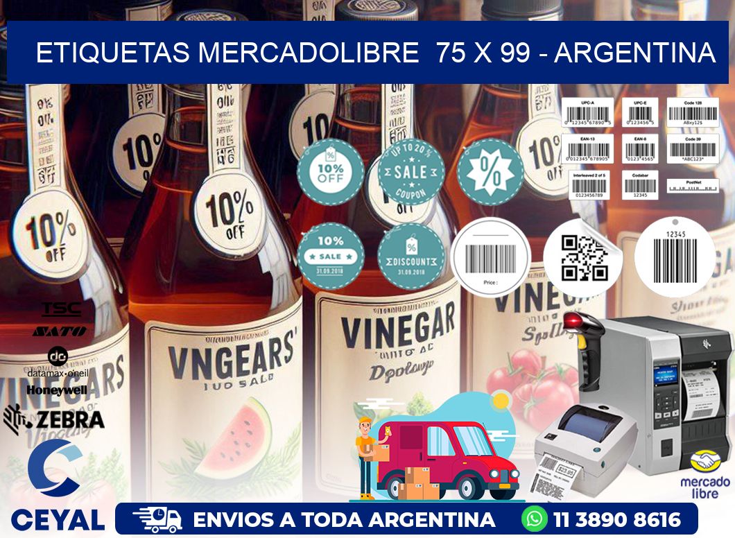 ETIQUETAS MERCADOLIBRE  75 x 99 - ARGENTINA