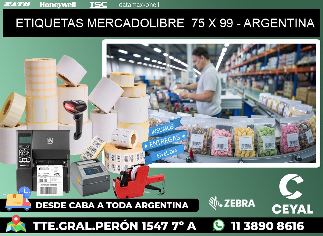 ETIQUETAS MERCADOLIBRE  75 x 99 - ARGENTINA