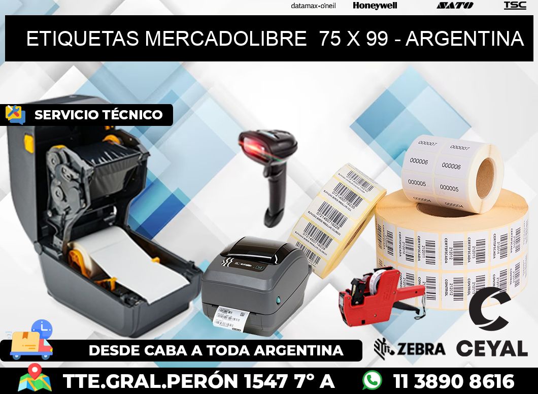 ETIQUETAS MERCADOLIBRE  75 x 99 - ARGENTINA