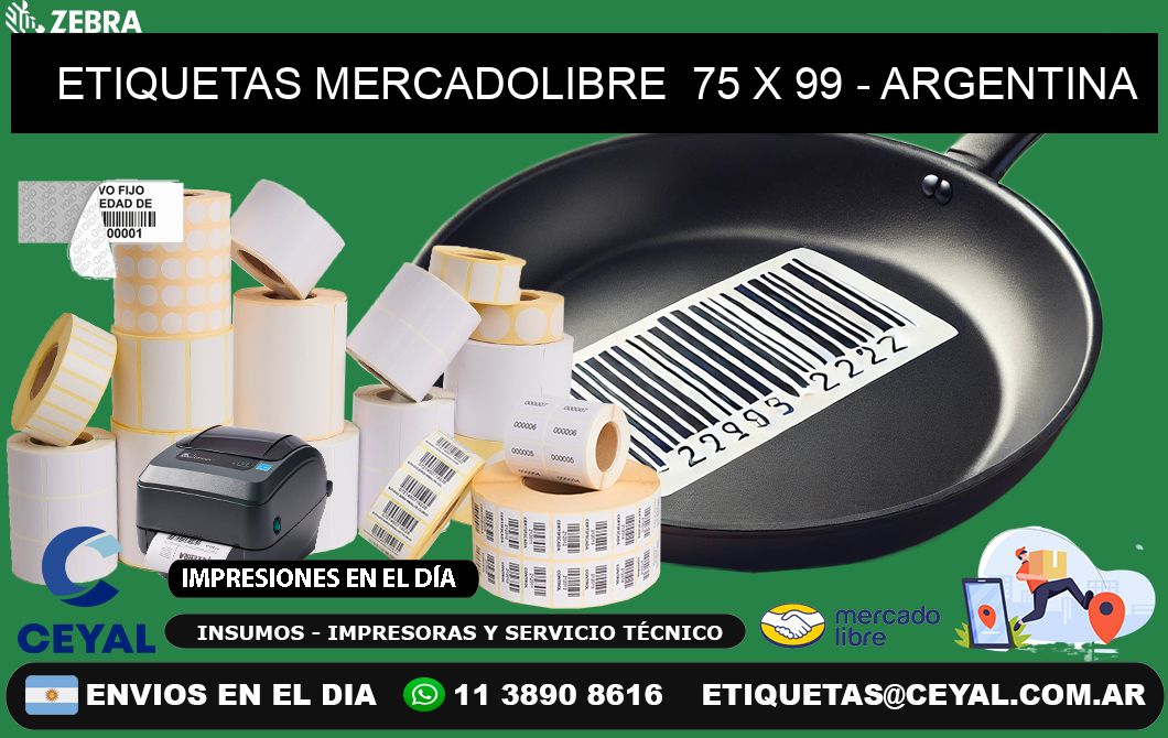 ETIQUETAS MERCADOLIBRE  75 x 99 - ARGENTINA