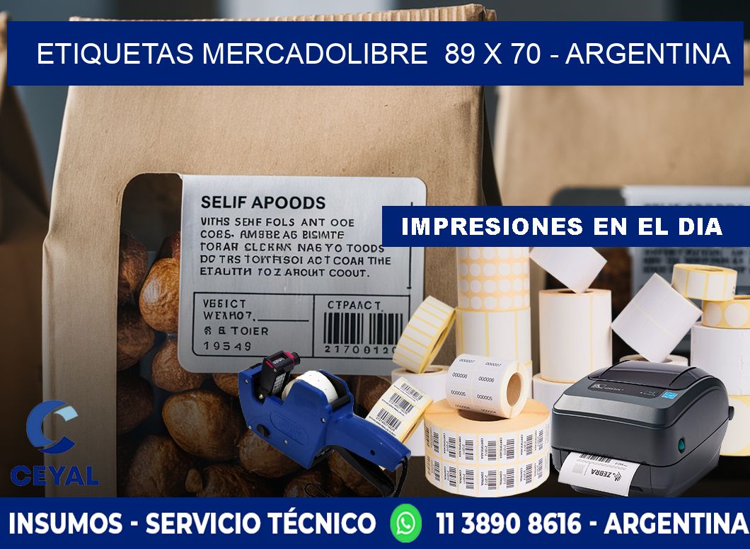 ETIQUETAS MERCADOLIBRE  89 x 70 - ARGENTINA