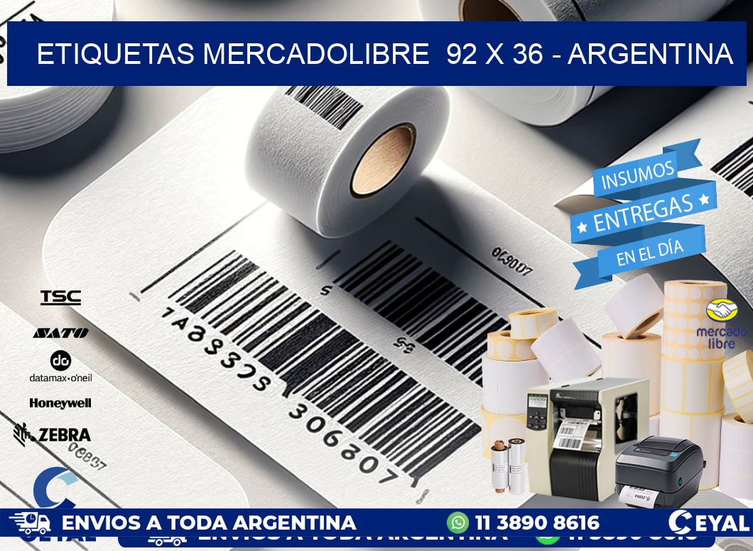 ETIQUETAS MERCADOLIBRE  92 x 36 - ARGENTINA