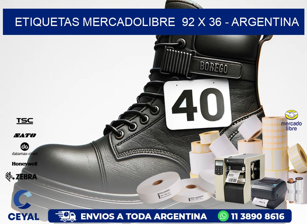 ETIQUETAS MERCADOLIBRE  92 x 36 - ARGENTINA