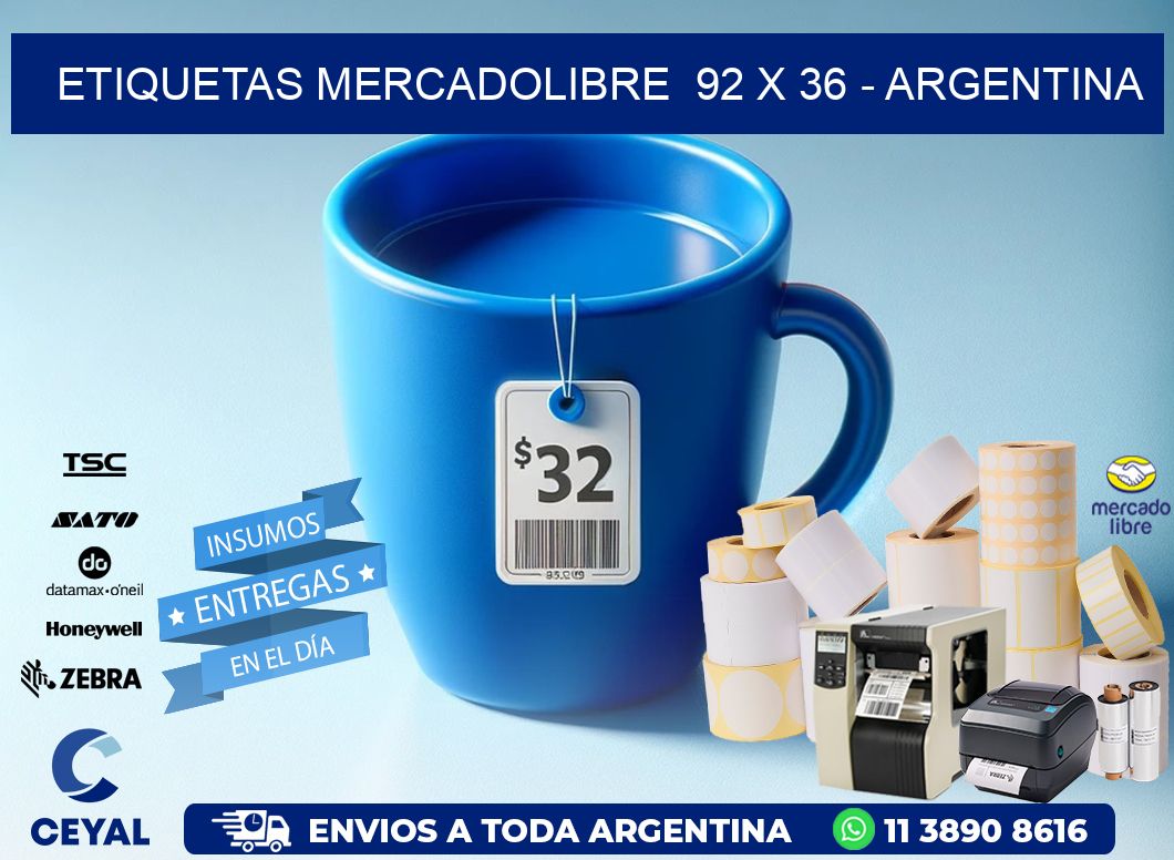 ETIQUETAS MERCADOLIBRE  92 x 36 - ARGENTINA