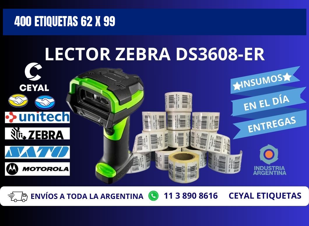 400 ETIQUETAS 62 x 99