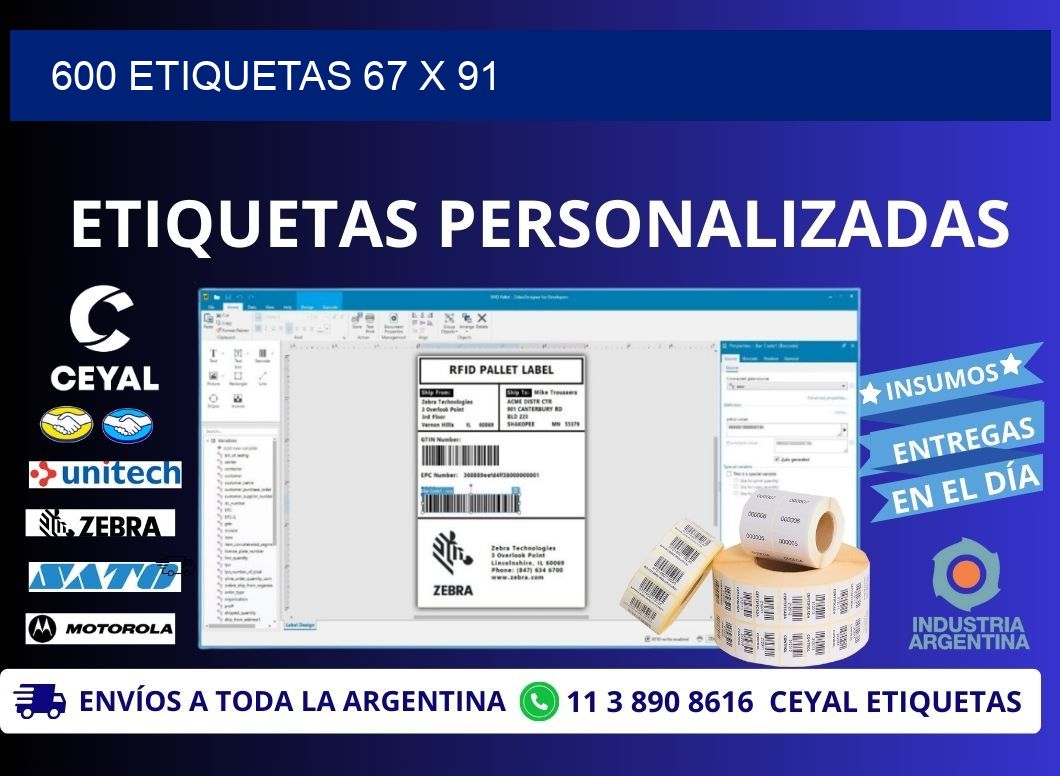 600 ETIQUETAS 67 x 91