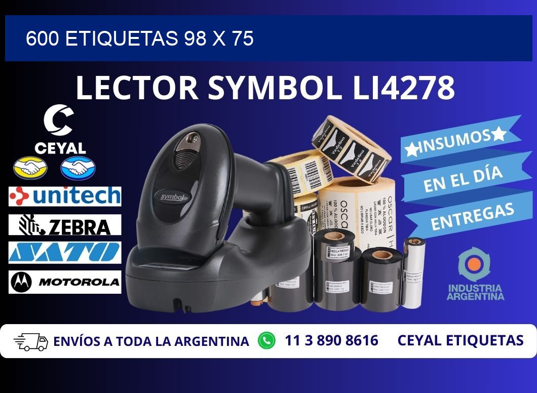 600 ETIQUETAS 98 x 75