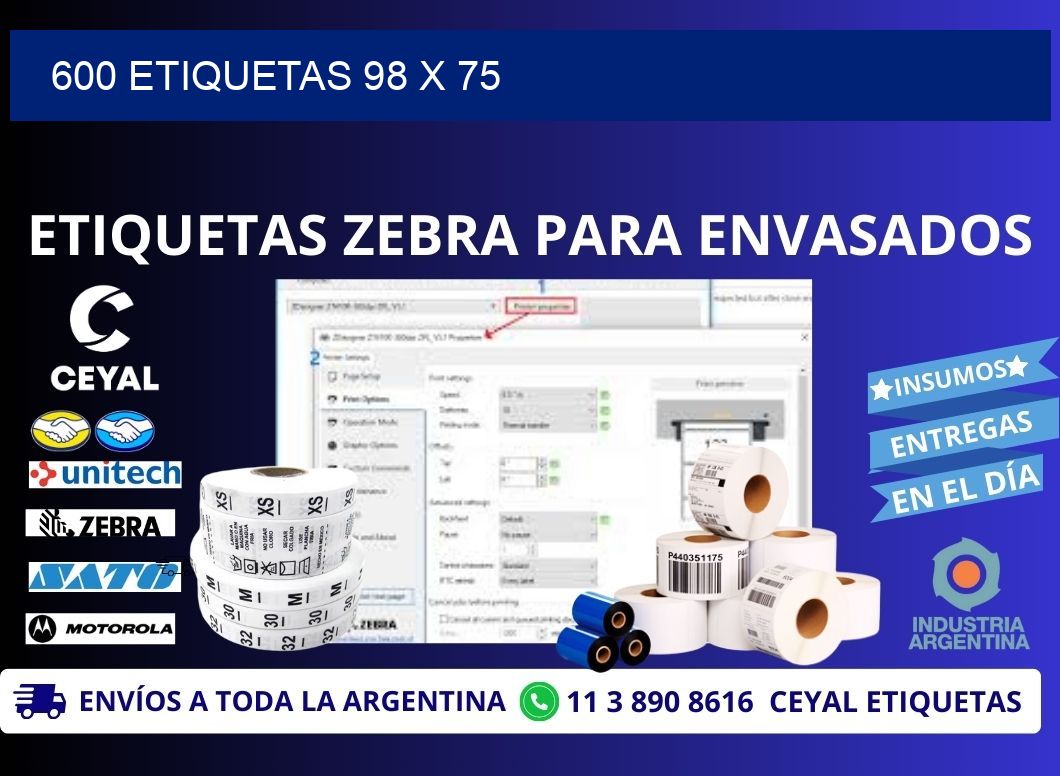 600 ETIQUETAS 98 x 75