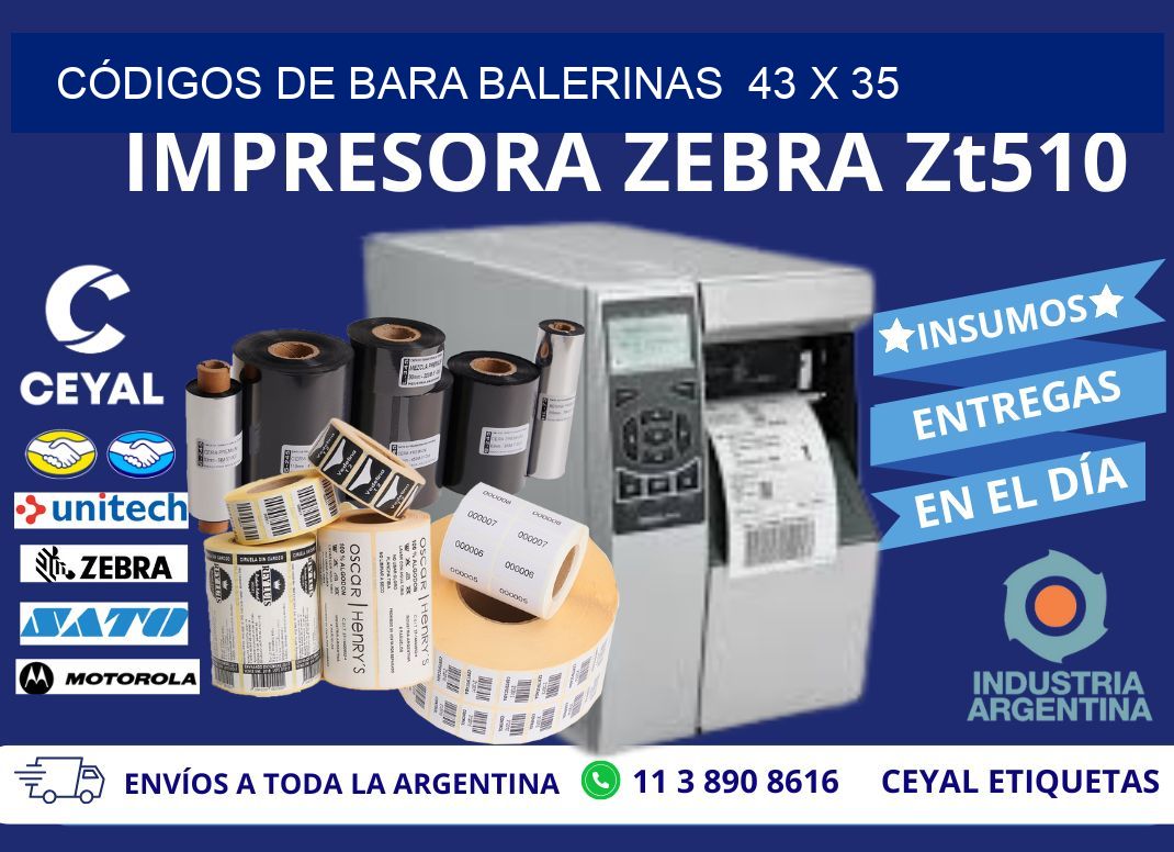 CÓDIGOS DE BARA BALERINAS  43 x 35